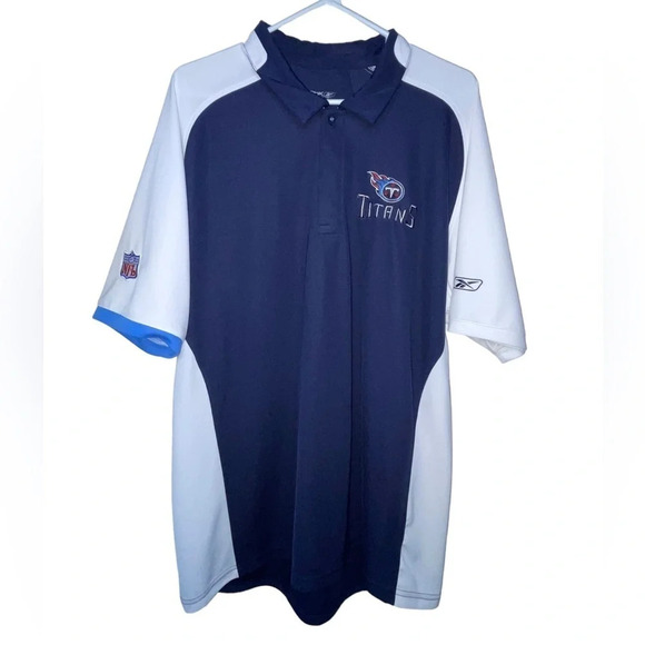 Tennessee Titans Polo NFL Men Large Blue White Short Sleeve Embroidered Reebok - Picture 7 of 7